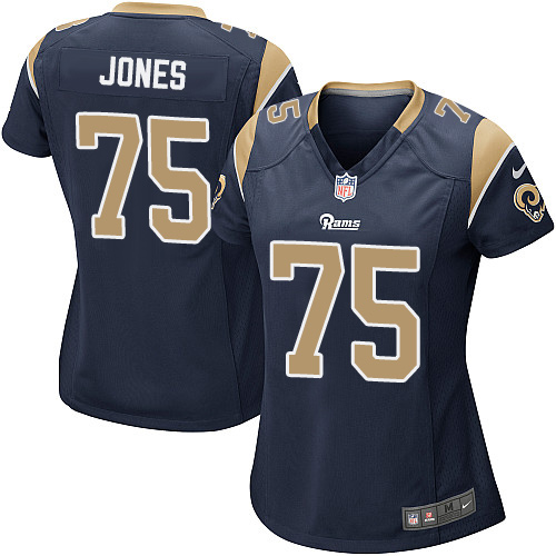 Women's Game Deacon Jones Nike Jersey Navy Blue Home - #75 NFL Los Angeles Rams
